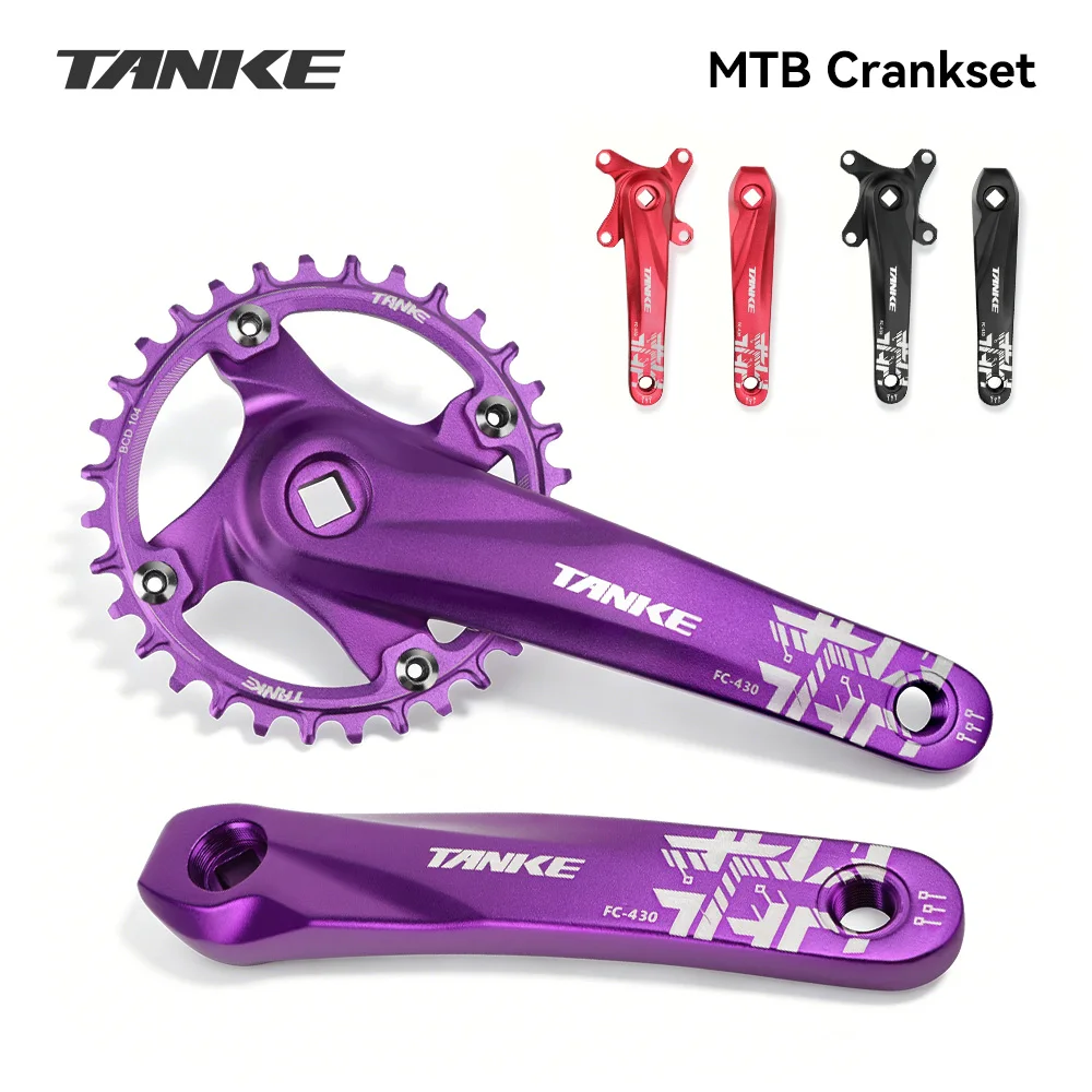 AliExpress TANKE Square taper MTB Crankset 170mm,104BCD Round 32/34/36/38/40/42/44T Wide Narrow Bicycle Single Chainring crank arms