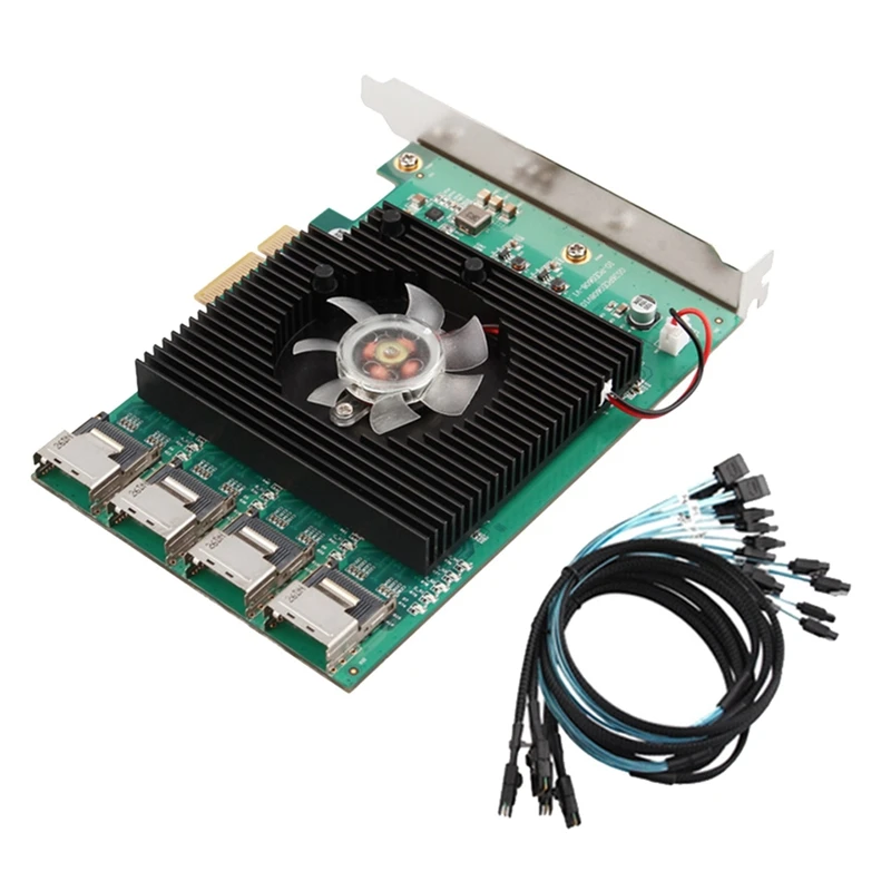 16 Ports SATA 6G PCI Express X4 Controller Card Marvell 88SE9215 Chipset Pcie SATA III 3.0 With Mini SAS To 4 Sata Cable