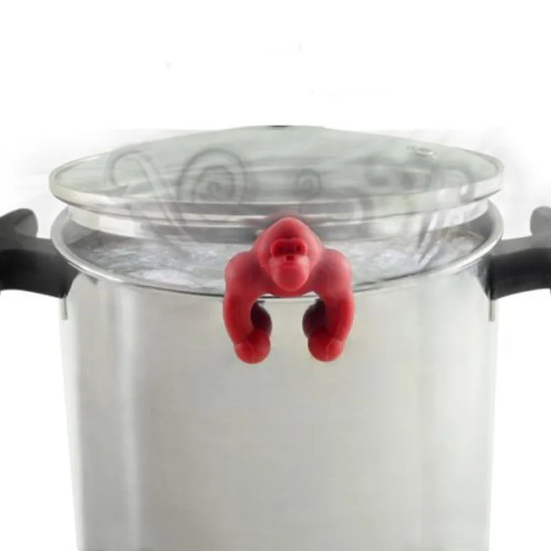 Cute Gorilla Spill-proof Lid Lifter For Soup Pot Kitchen Tools Lid Stand Silicone Heat Resistant Holder Keep The Lid Open