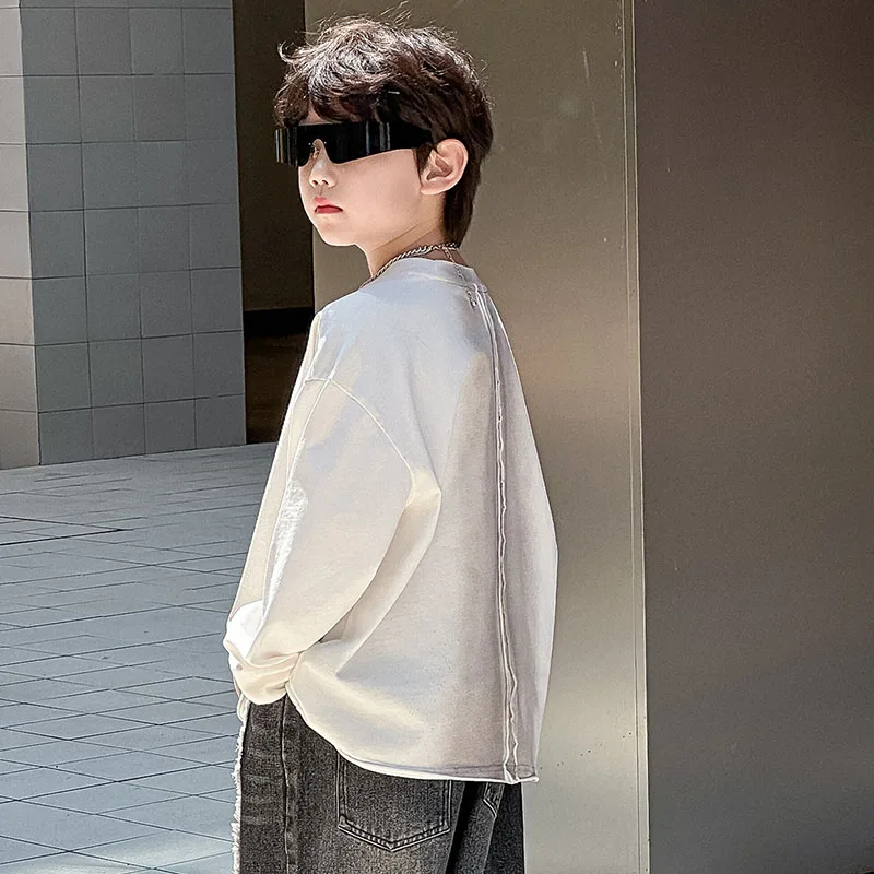 في سن المراهقة الصبي هوديس خريف جديد 2025 العودة إلى المدرسة الاطفال البلوز 2 3 4 5 6 7 8 9 10 11 12 13 سنة ملابس بيضاء باردة فضفاضة الأولاد #5