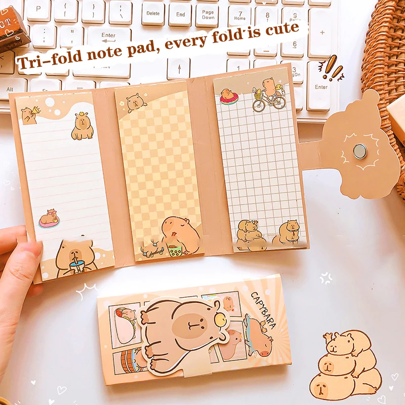 Mini Notebook Portátil Kawaii, Pequeno Bloco de Notas, Notas Diárias, Capivara Mão Livro de Contas, Papelaria Bonito, Escritório e Material Escolar