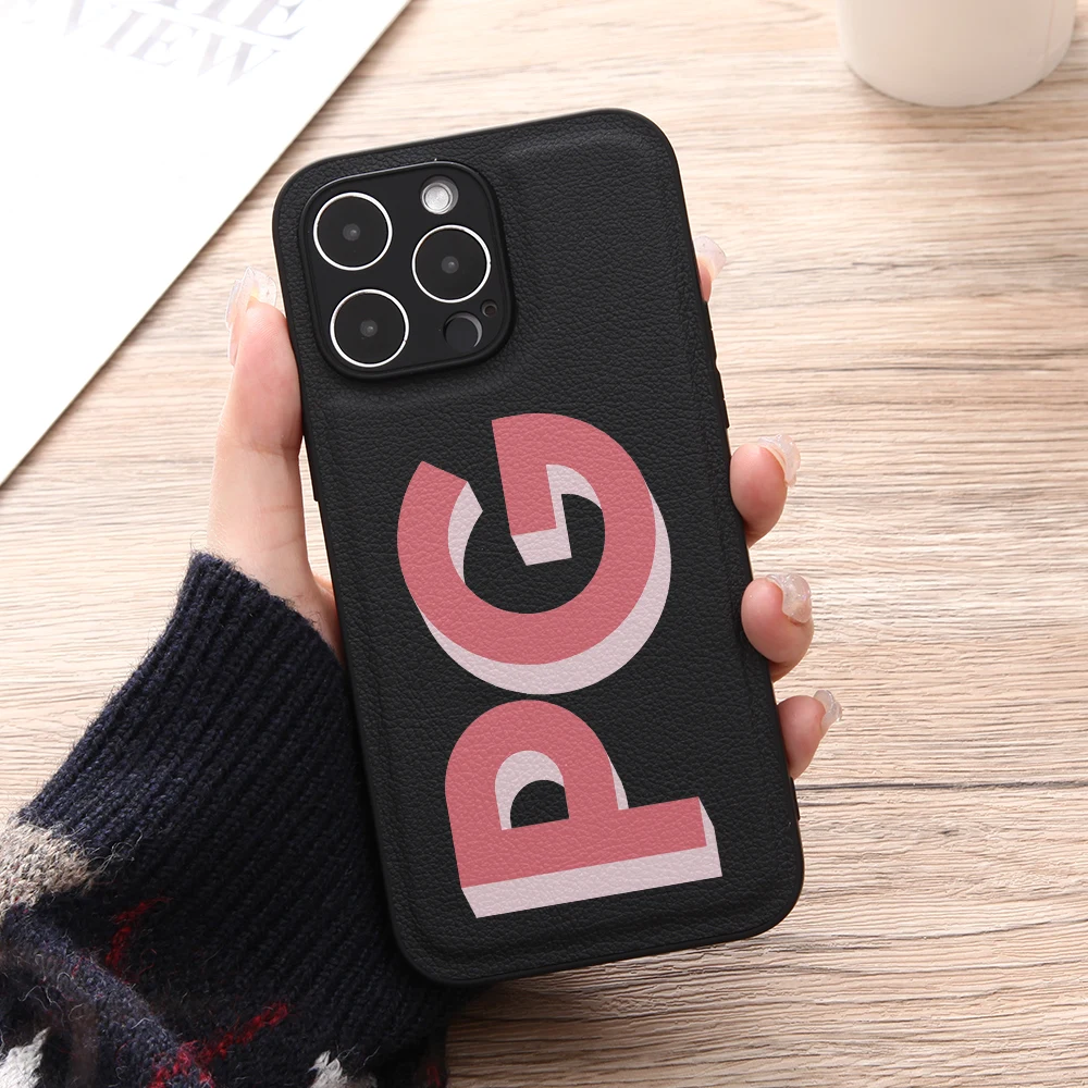 

Personalize Custom Large Initial Letter Leather Phone Case for iPhone 14 Pro Max 13 12 11 X XS XR 7 8 Plus Lens Protection Cover