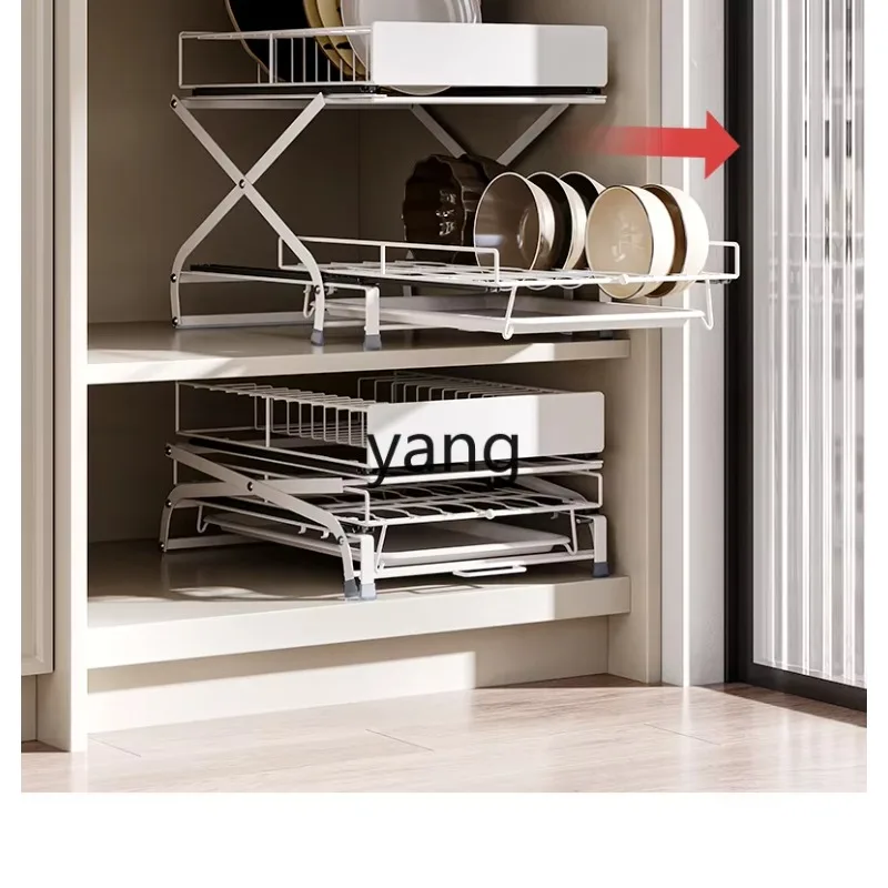 LMM kitchen cabinet built-in pull basket pull-out type bowl rack plate drain bowl rack