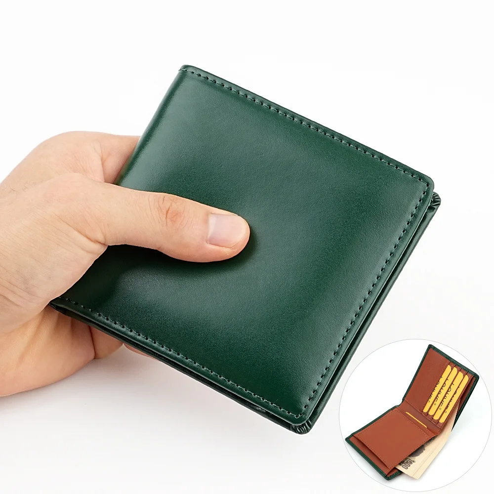 New Arrive 2026 Men's Genuine Leather Wallets Fashion Short Wallets High Quality Cow Leather Coin Purses Thin Clutch Bags