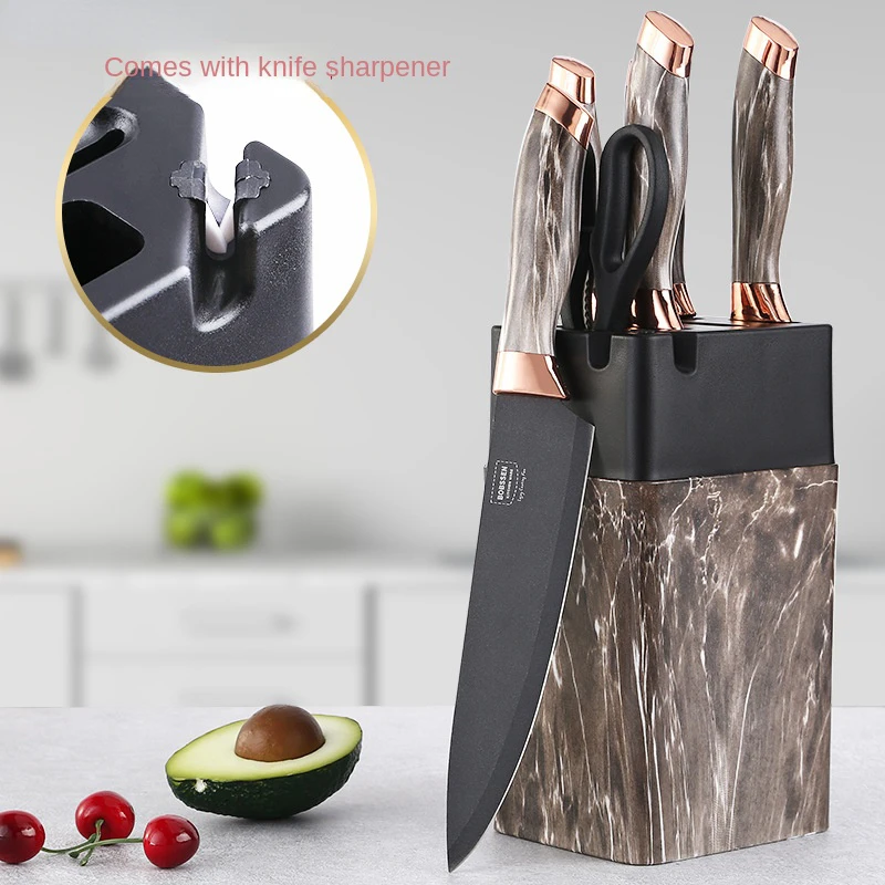 7pcs Chef Knife Set  Meat Cleaver Stainless Steel Slicing Knife Fruit Knife Acrylic Base Kitchen Accessories Kitchen Tools