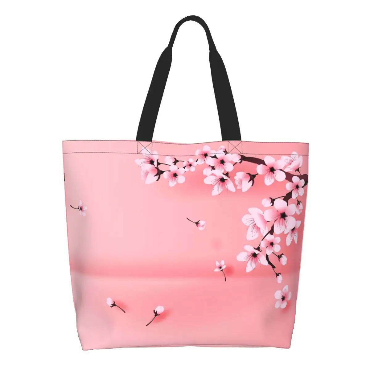 Sakura Tree Cherry Blossom Floral Flower Shopping Tote Bag Canvas Large Capacity Shoulder Bags Shopper Grocery Handbag for Women