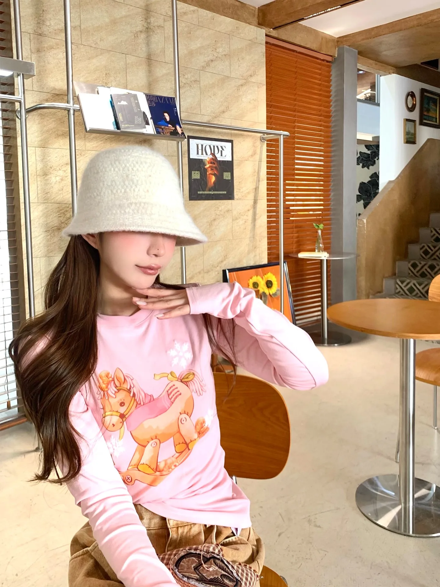 

Розовая деревянная футболка Xuekeke с длинным рукавом для женщин, базовый слой, приятная к телу, уютная, комфортная, для девушек, приталенный крой