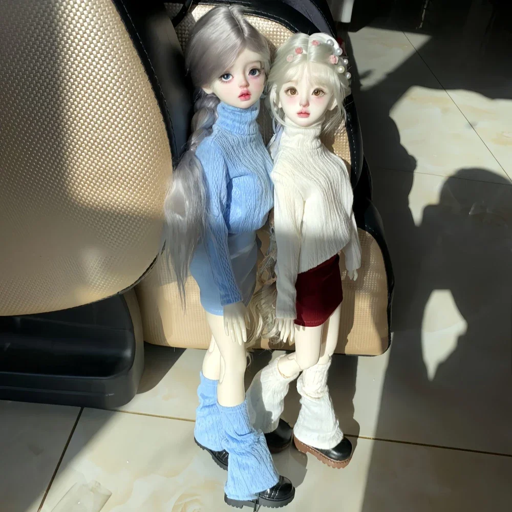 (حسب الطلب) 1/4 ملابس دمى لدمية Bjd 45 سنتيمتر سترة محبوكة + تنورة ضيقة + جوارب ألعاب بناتي تلبيس إكسسوارات دمي ، بدون دمية