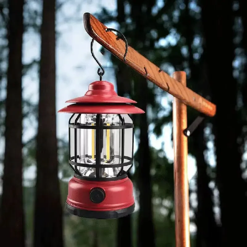 LED Retro Campinglamp USB Oplaadbaar Lange Stand-by Multifunctionele Outdoor Waterdichte Camping Draagbare Verlichting