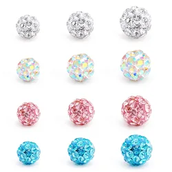 WKOUD 16G 14G Replacement Balls Spikes For Piercing Barbell Parts 4mm 5mm Stainless Steel & Clear Flexible Crystal CZ Balls