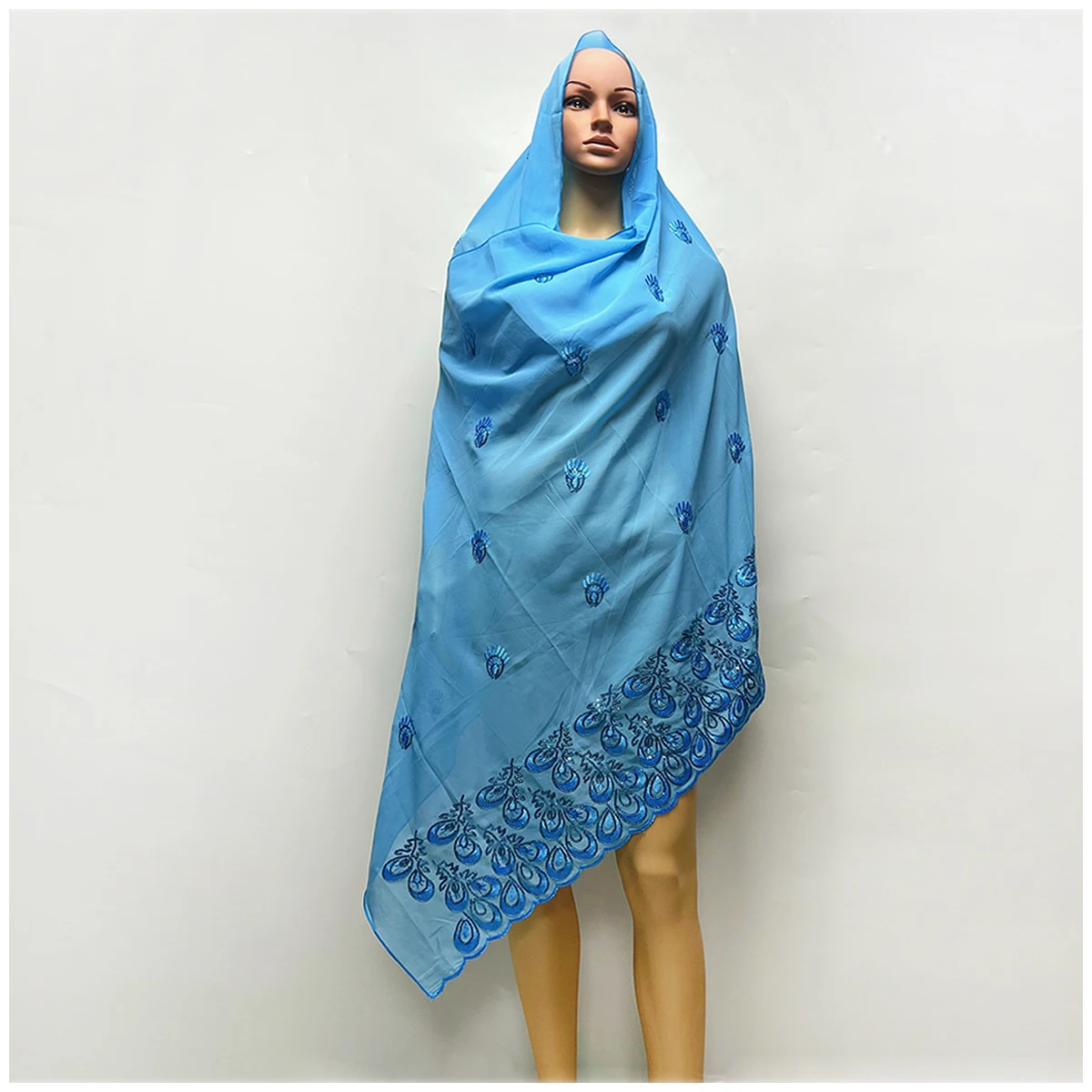 Imagem -03 - Hijab Bordado de Lantejoulas Chiffon para Mulheres Muçulmanas Lenços Femininos Lenços Africanos Foulard Árabe Lenço de Dubai Atacado