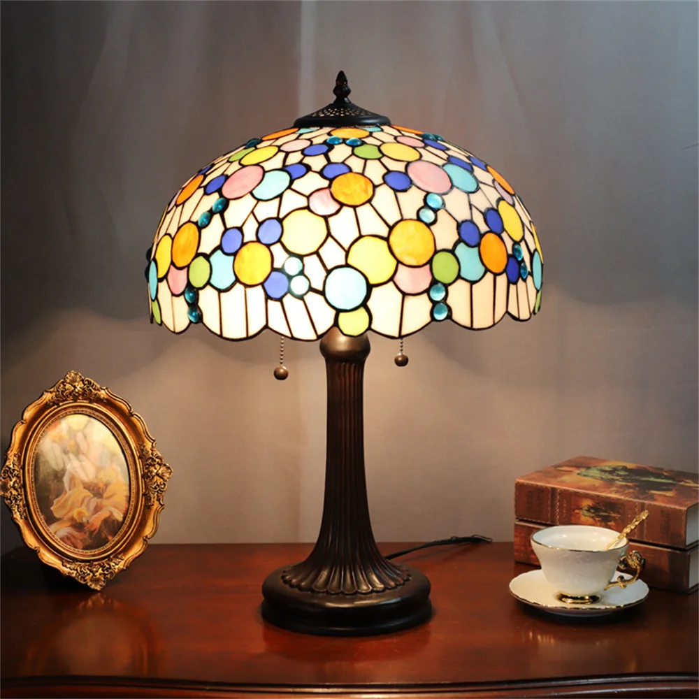 

FUMAT Tiffany Stained Glass Art Creative Vintage Gift Collection Decorative Lamps European Table Lamps