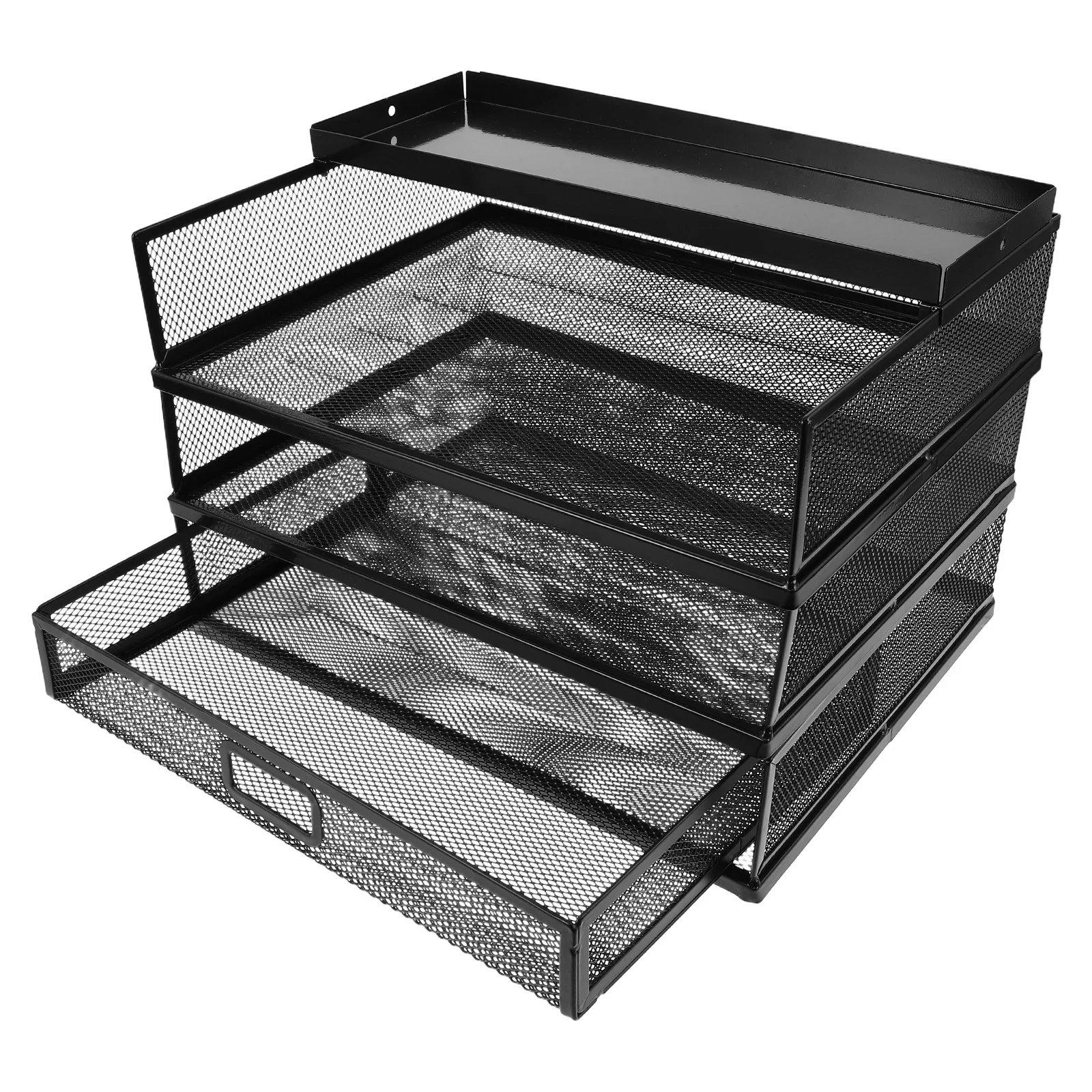 

Metal Desktop File Organizer Rack 3-Layer Drawer Type Office Desk Storage Organizer Document Holder File Sorter for Home School