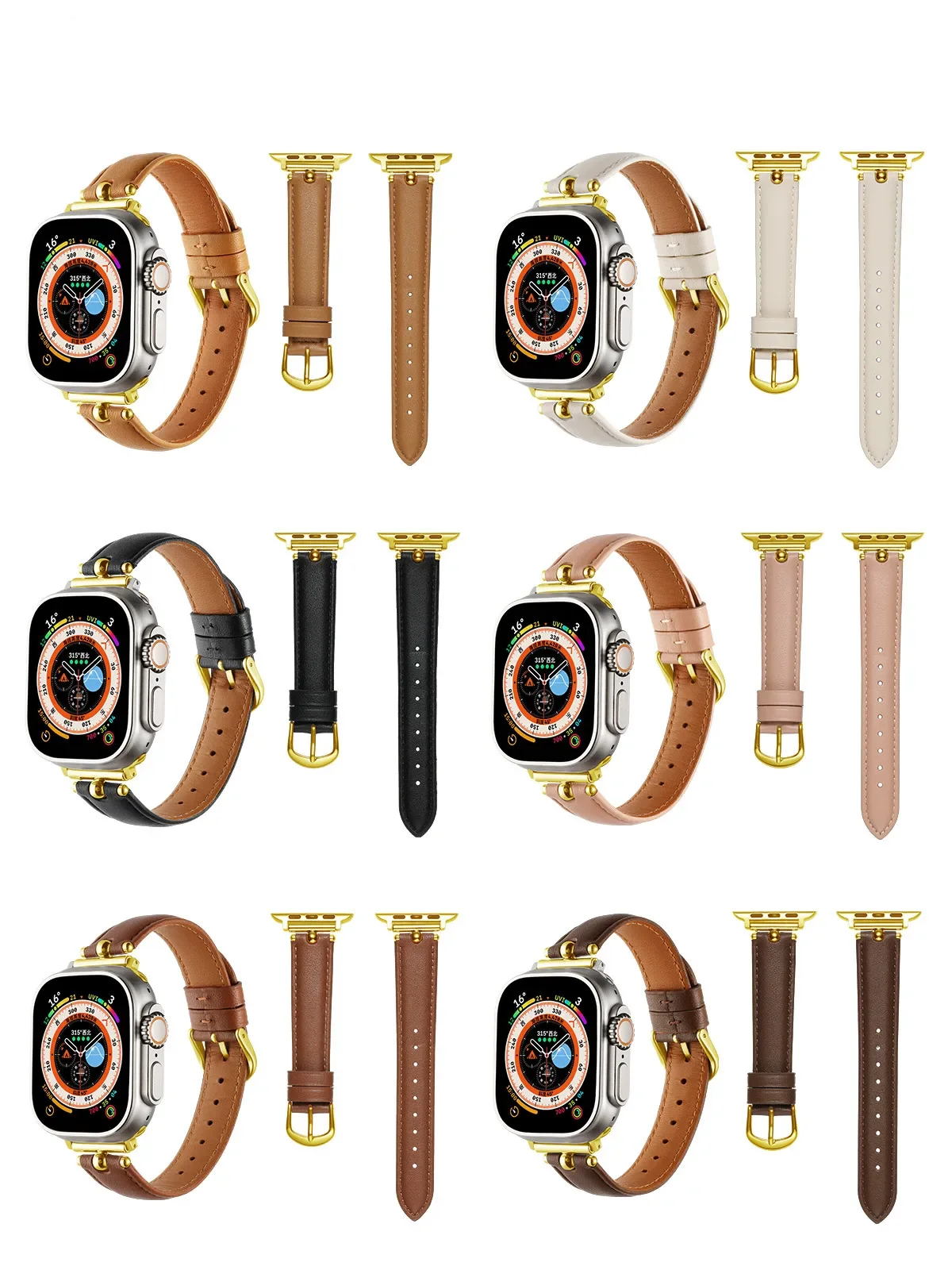 1pc Round Button Leather Apple Watch Band 42/44/45/49mm 38/40/41mm for Apple Watch Series Ultra Se 8/7/6/5/4/3/2/1