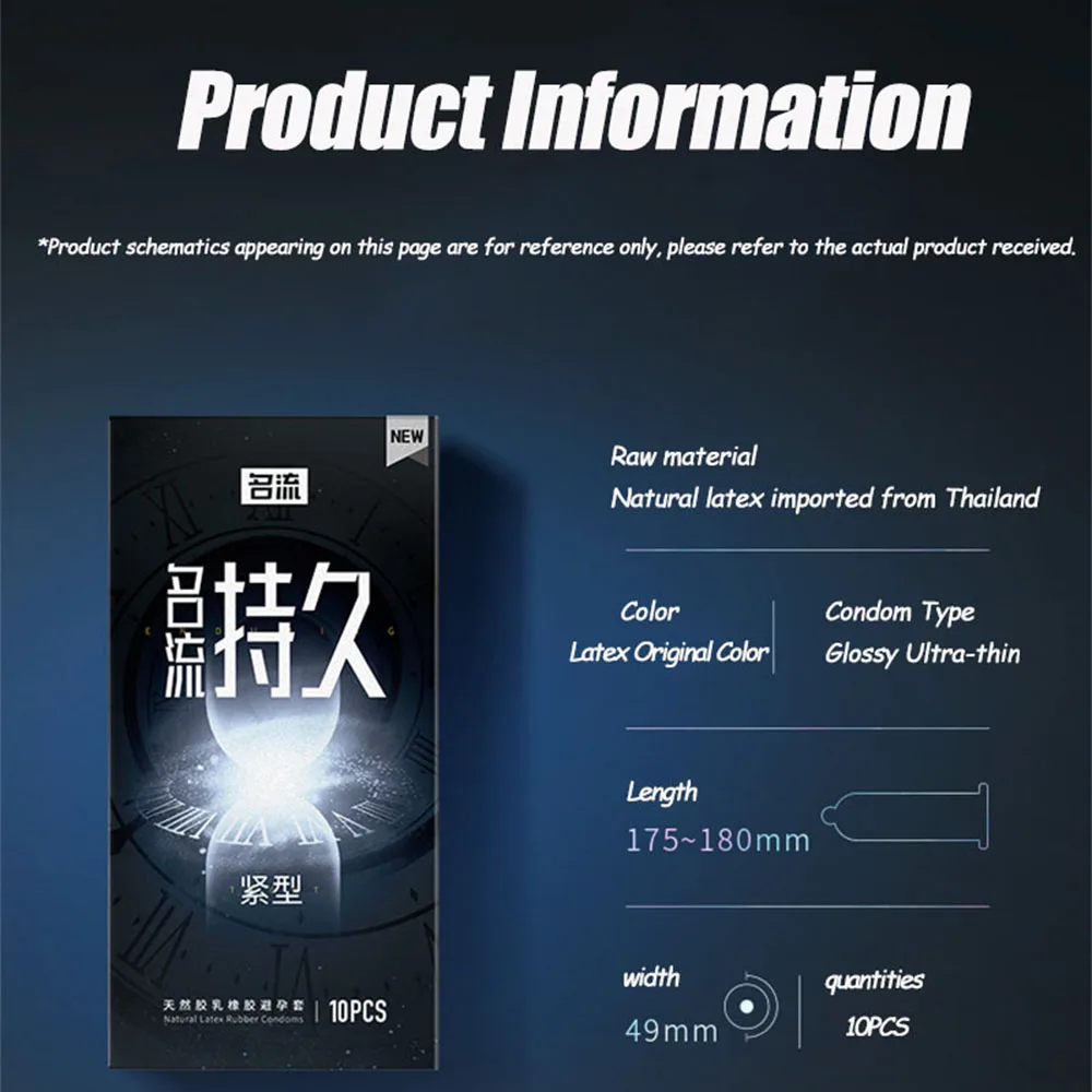 10pcs Ultra Thin Condom 49mm Small Size Latex Pellet Smooth for Men Tight Penis Sleeves Safer Sex Toys for Couples Men Women - Image 6