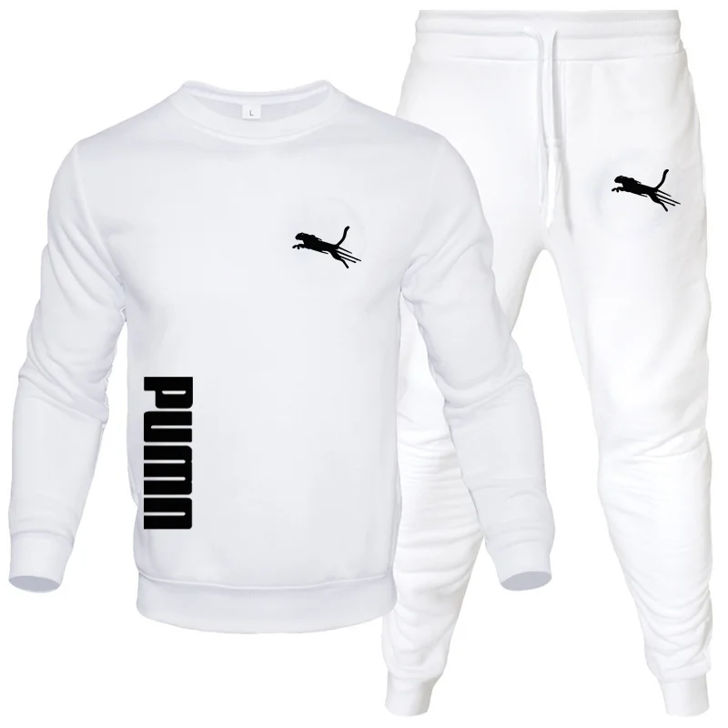 Mens Tracksuit Warm Hooded Sweatshirt+Sweatpants 2 Pcs Sets Winter High Quality Black White Top Or Pants Casual Jogging Clothing