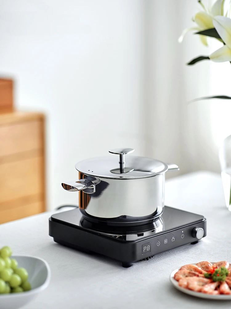 Small Size Grilling Pan and Hot Pot with Induction HobPortable -  Induction Cooker with Multi-Functional Cookware for Home Use