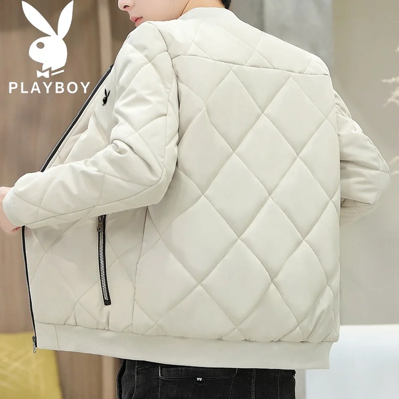  Men's ort Thiened Winter Jaet Quilted Coat Inverse Season Faion Brand Warm Youth Sle Slim Fit Outerwear