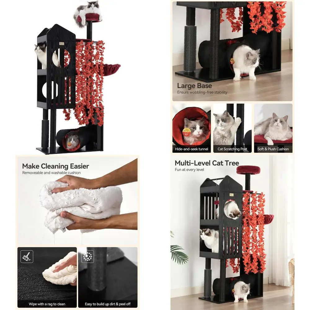 

Gothic-Style 67 Cat Tower for Large Indoor Cats, Suitable for Maine Coons Over 20 lbs with Extra-Large Cushioned Perch
