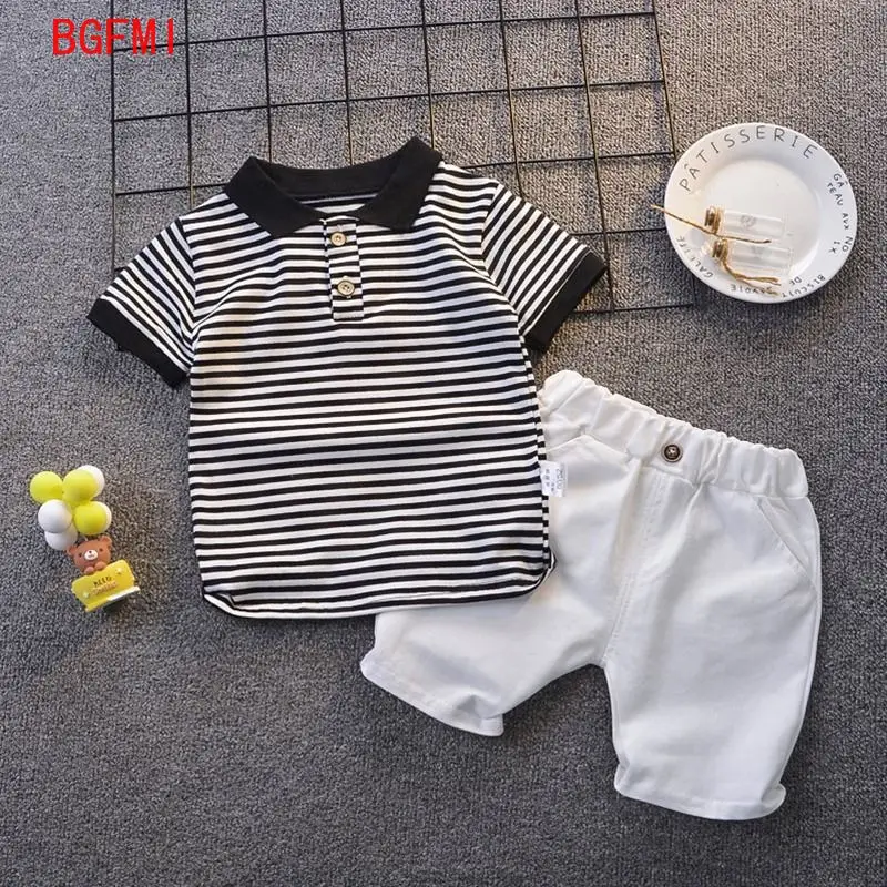 

Short Sleeved Outfits Babies Girls Striped POLO Shirt + Shorts Toddler Boy Fashion Summer Costume New Casual Sports 2 Piece Set