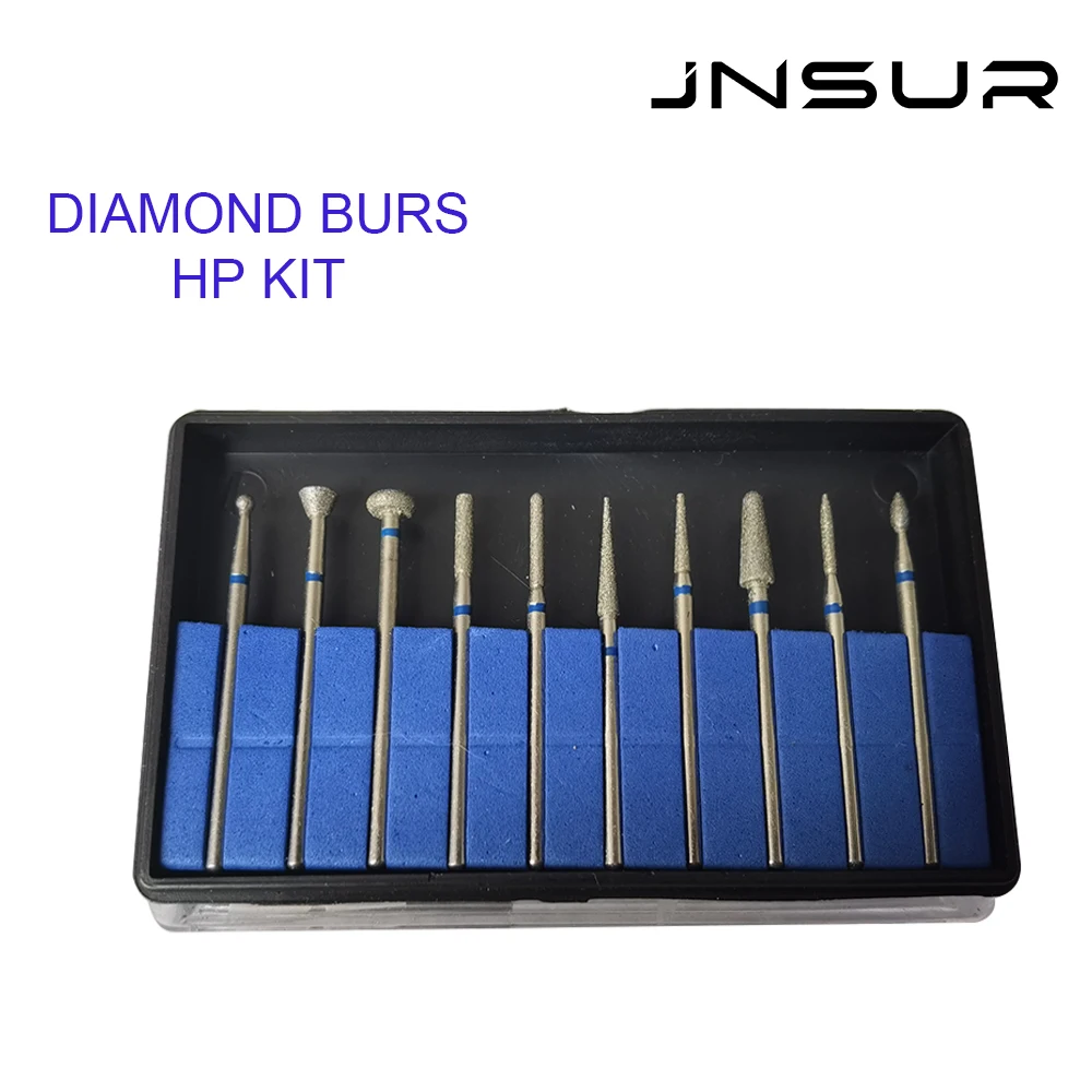 10 pcs/box Dental HP Diamond Burs KIT Technician Burs Cutting Drills  Dentist Lab Material Steel Nail Jewery Polishing Supply