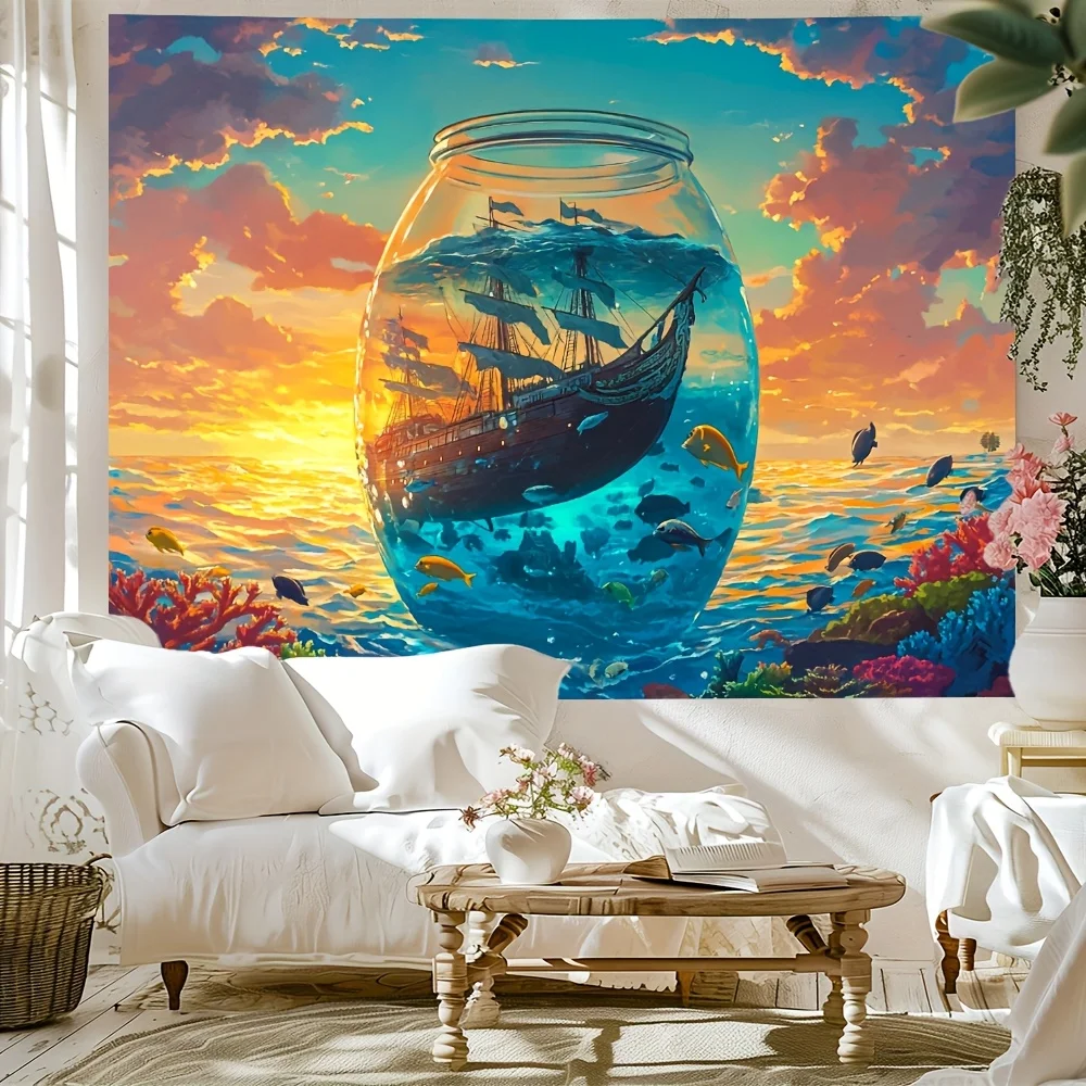 navio-em-um-frasco-tapecaria-cena-do-oceano-peixe-vibrante-obras-de-arte-detalhadas-e-beleza-etereo-para-fantasia-e-inspiracao-de-decoracao-de-casa