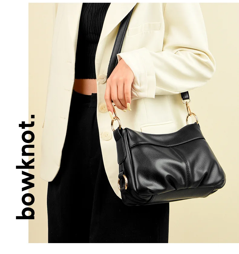 Women Dumpling Crossbody Bag, Soft Leather Casual Shoulder Bag Lightweight Small HandbagWomen Crossbody Dumpling Bag