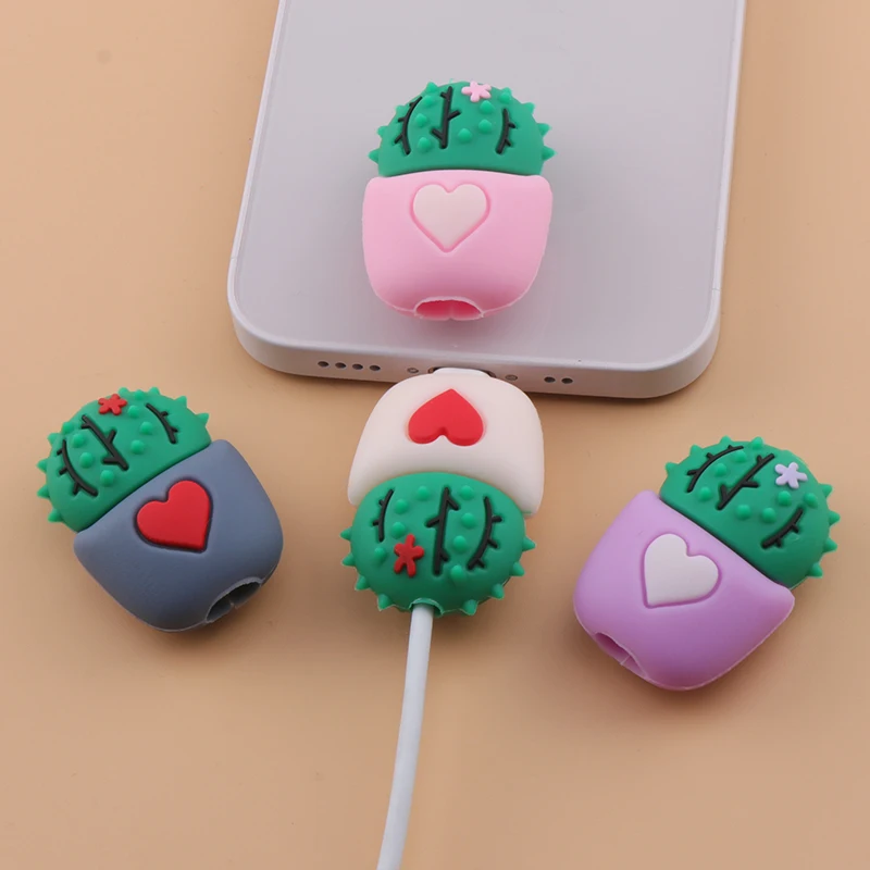 Kawaii Cactus Charger Cable Protector Cable Winder Phone Cable Cover For Iphone11 XS XR Data Line Organizer