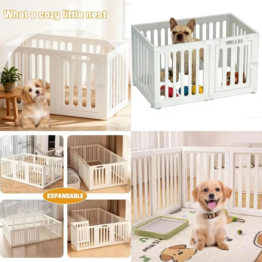

Portable Folding Dog Playpen for Indoor Use, Lockable Door, Suitable for Small Dogs, Cats, and Rabbits