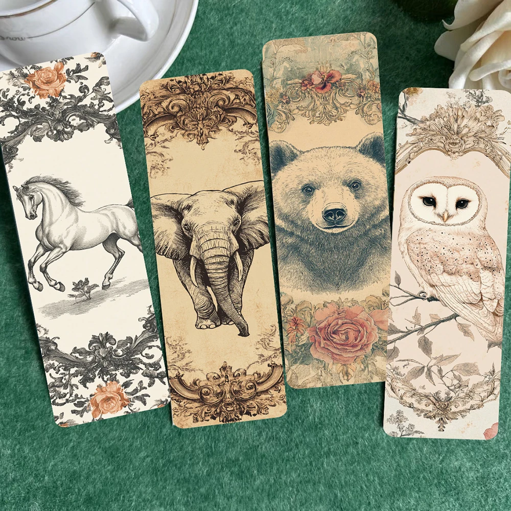 30Pcs Classic Antique Bookmark， Animal Bookmarks for Students Reading Annotation Cards Textbook
