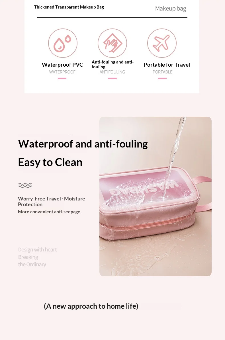 Homefish Mattierte Halbtransparente PVC-Kosmetiktasche mit Großer Kapazität, Tragbar, Wasserdicht, Reise-Kosmetik-Aufbewahrungsorganizer – Detail 5