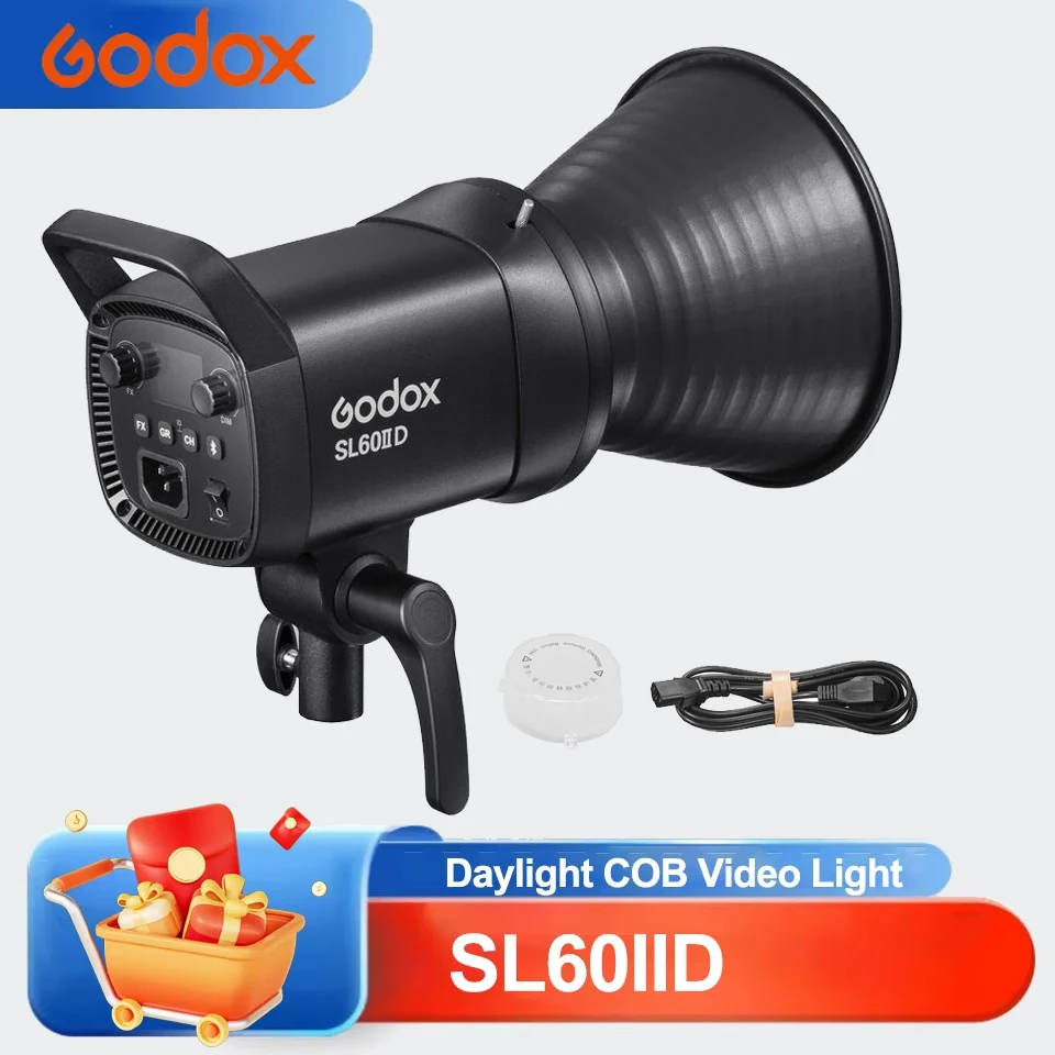 

Светодиодный видеосвет Godox SL60IID 5600K Daylight 60W для фотосъемки и видеосъемки с управлением по Bluetooth и Wi-Fi для видеостудии