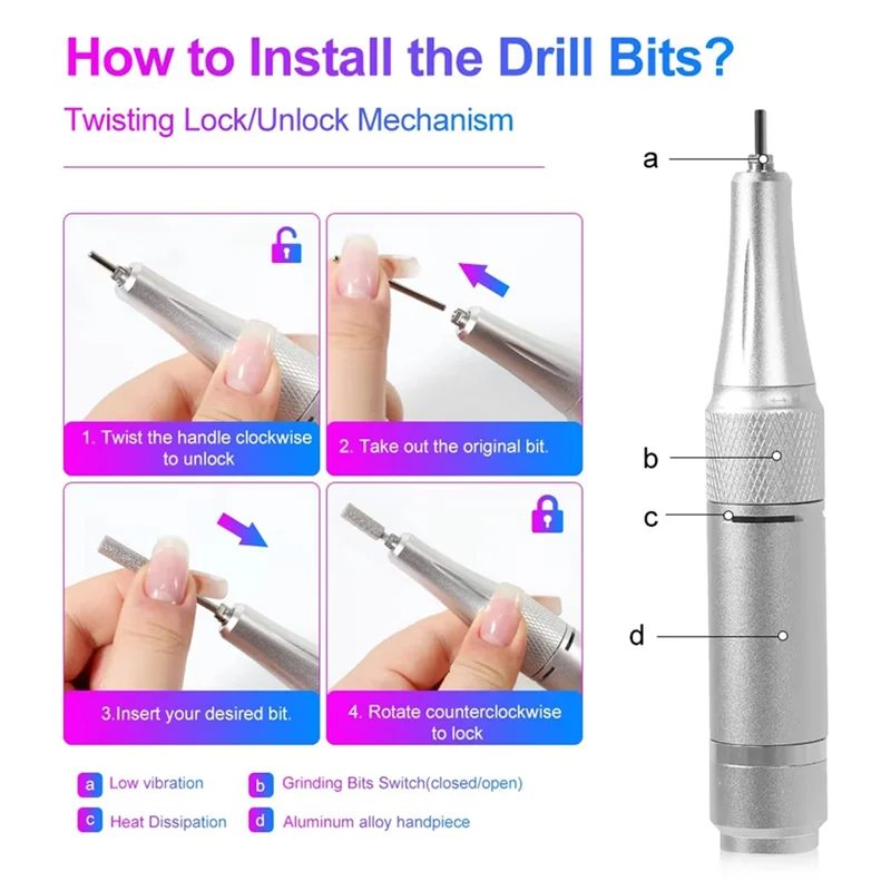 

Аккумуляторная дрель для ногтей Most-45000 об/мин, электрическая дрель для ногтей, шлифовальная машина, малошумная маникюрная машина