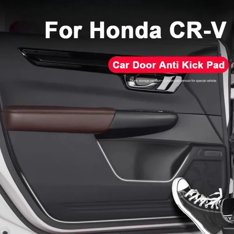 For Honda CR-V 2017-2025 Lychee Grain Leather Car Door Anti-Kick Pad Door Protector Mat Anti-Dirty Anti-Collision Stickers Decor
