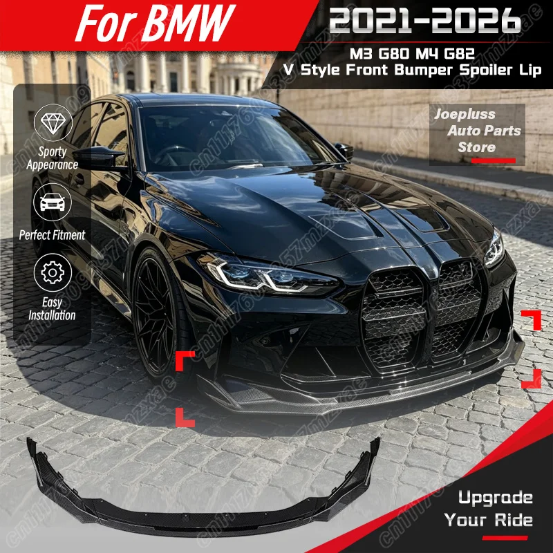 For BMW M3 G80 M4 G82 2021 2022 2023 2024 2025 2026 Car V Style Front Bumper Spoiler Lip Vehicle Front Splitter Decorate Kit