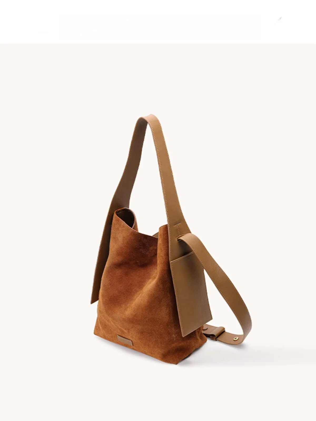 

Средняя замшевая сумка-мешок через плечо, повседневная шикарная пригородная сумка из кожи, мягкая воловья кожа, модная повседневная сумка