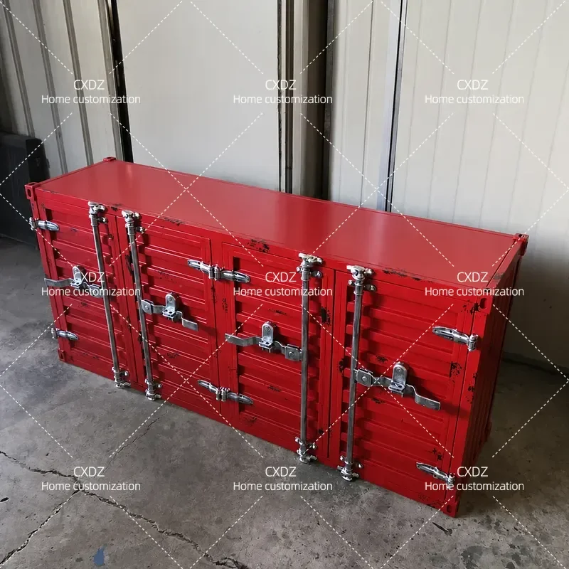 Wrought Iron Locker Side Cabinet Retro Industrial Style Storage for Restaurant Bar Pantry Tea Old Container Look Furniture