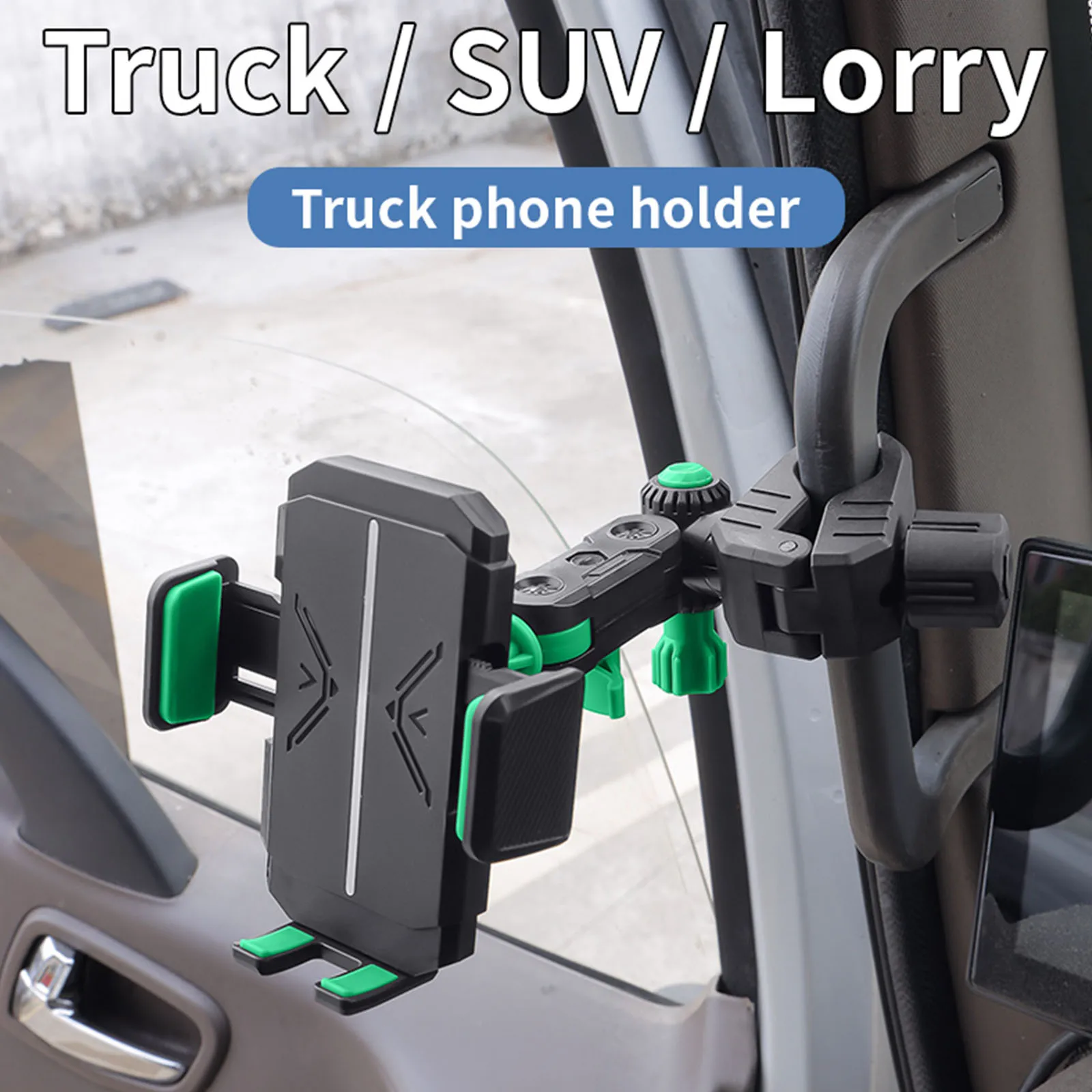 Phone Mount for Car/Truck Mobile Phone Bracket Adjustable Phone Stand for Pickup SUV Van Excavator Front Loader Handrail Holder