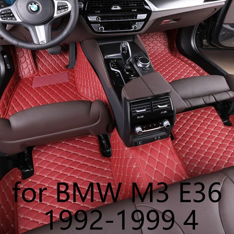 Vollständig umschließende Fußmatten aus PU-Leder für BMW M3 E36 1992-1999, 4-Sitzer, schmutzabweisend, verschleißfest, rutschfest, maßgefertigte Auto-Fußmatten für Elektrofahrzeuge 6f931