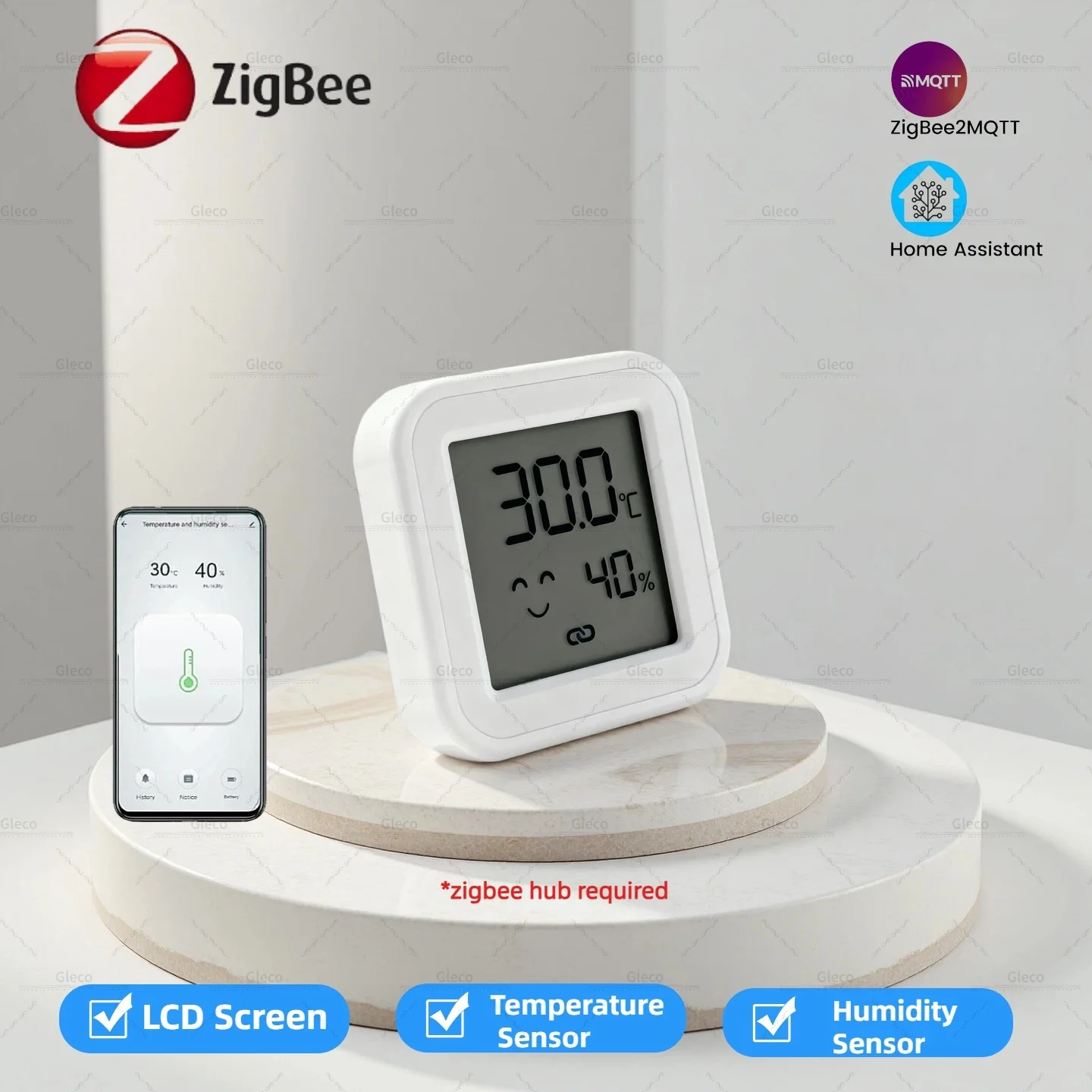 Zigbee 3.0 Temperature Humidity Sensor Detector With LCD Screen Hygrometer Thermomete For Tuya Z2M Home Assistant Automation — product photo 1 of 1