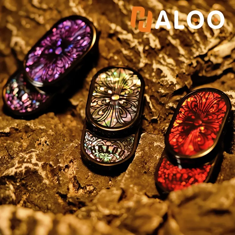 HALOOPLAYERedc Hola corazón ritmo empuje directo giratorio mecánico cristal sellado Metal dedo empuje tarjeta juguete de descompresión