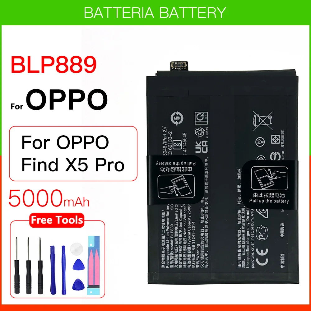 100% Original Genuine Capacity BLP889 For OPPO Find X5 Pro X5Pro Replacement Batteries With Free Tools