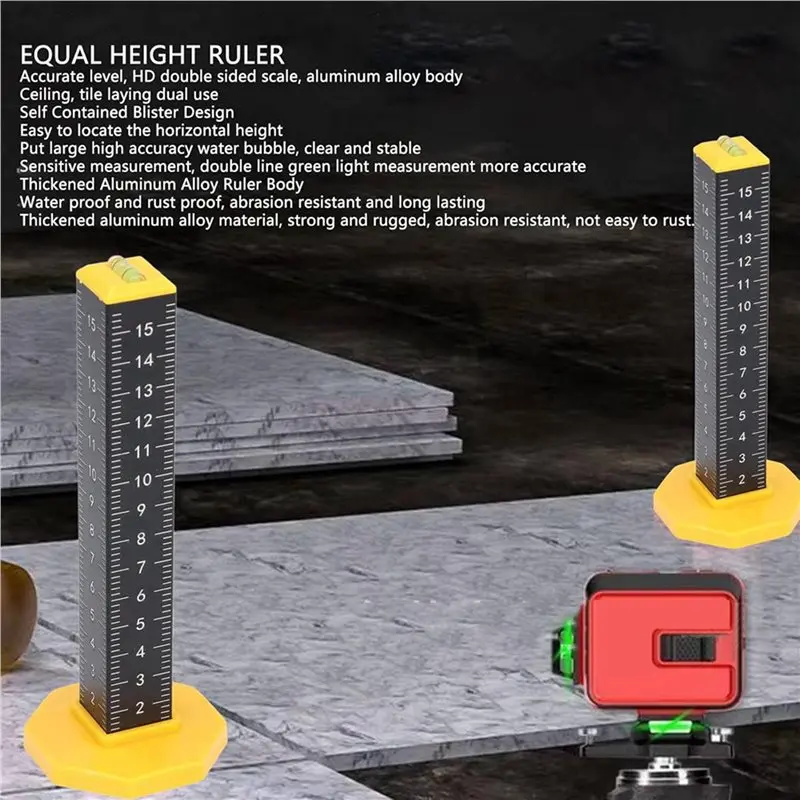 T19C Stick Wall Lay Floor Tiles Tool Ceiling Leveling Ruler Light Steel Artifact Horizontal Bubble Leveling Ruler 8 Pcs view 3