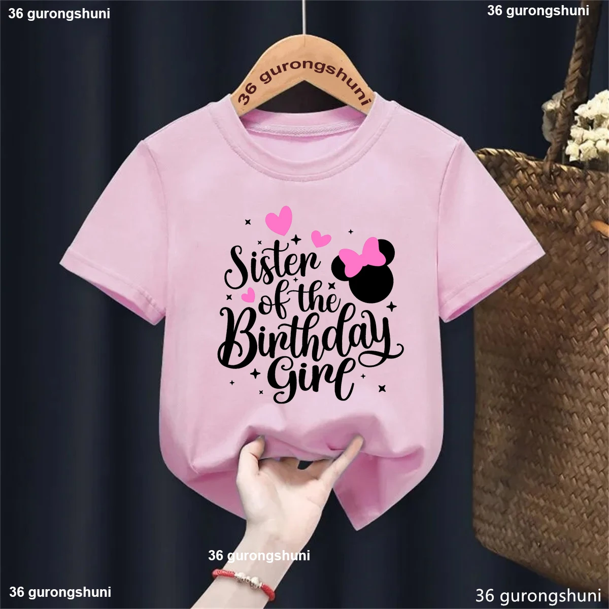 

Sister Of The Birthday Love Printed Tshirt Girls Funny Birthday Gift Kids Clothes White/Black/Pink/Blue/Red/Yellow T-Shirt Tops