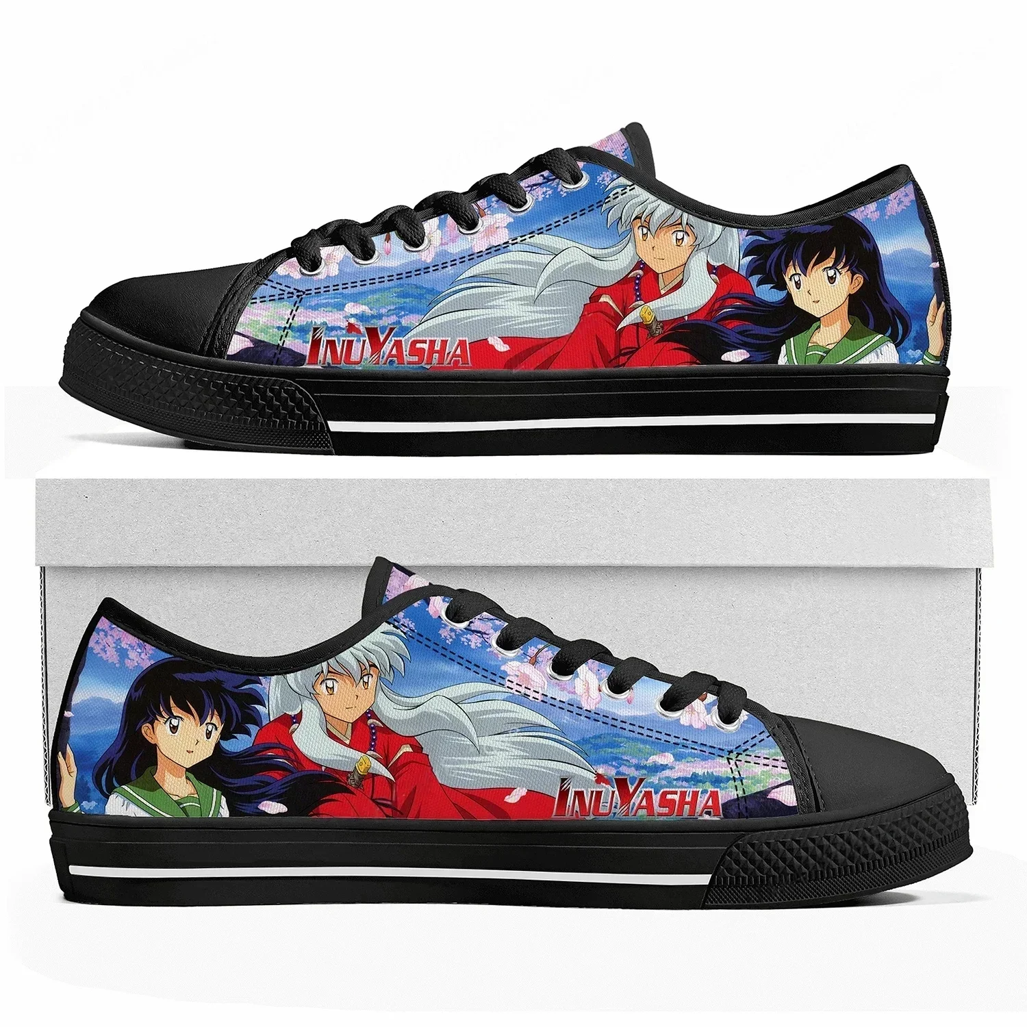 

Кеды Inuyasha с низким верхом для женщин, мужчин и подростков, высококачественные холщовые кеды Kagome Higurashi, повседневная обувь в стиле аниме и мультфильмов, обувь на заказ