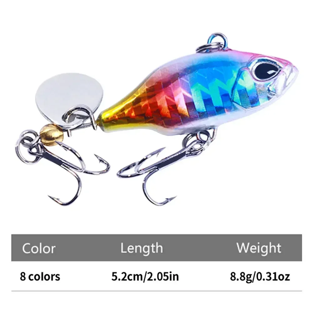 2pcs Rotating VIB Vibration Bait Spinner Spoon Fishing Lures 5.2cm 8.8g Jigs Trout Winter Fishing Hard Baits Tackle Pesca