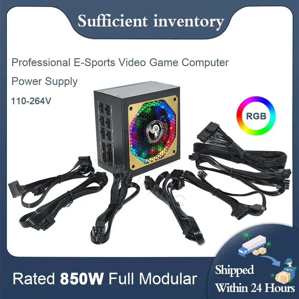 80Plus Gold RGB ATX 850W Full Modular 20+4Pin 12V Professional E-Sports Video Game Computer PC Power Supply For Desktop PSU