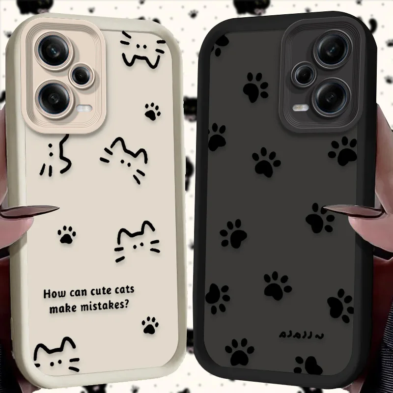 Lovely Line Cat Dog Silicone Case for Xiaomi Redmi Note 13 12 11 Pro Plus 4G 5G 12S 11S 10S 10 9 9S Redmi 14C 13C 12C A3 12 Etui