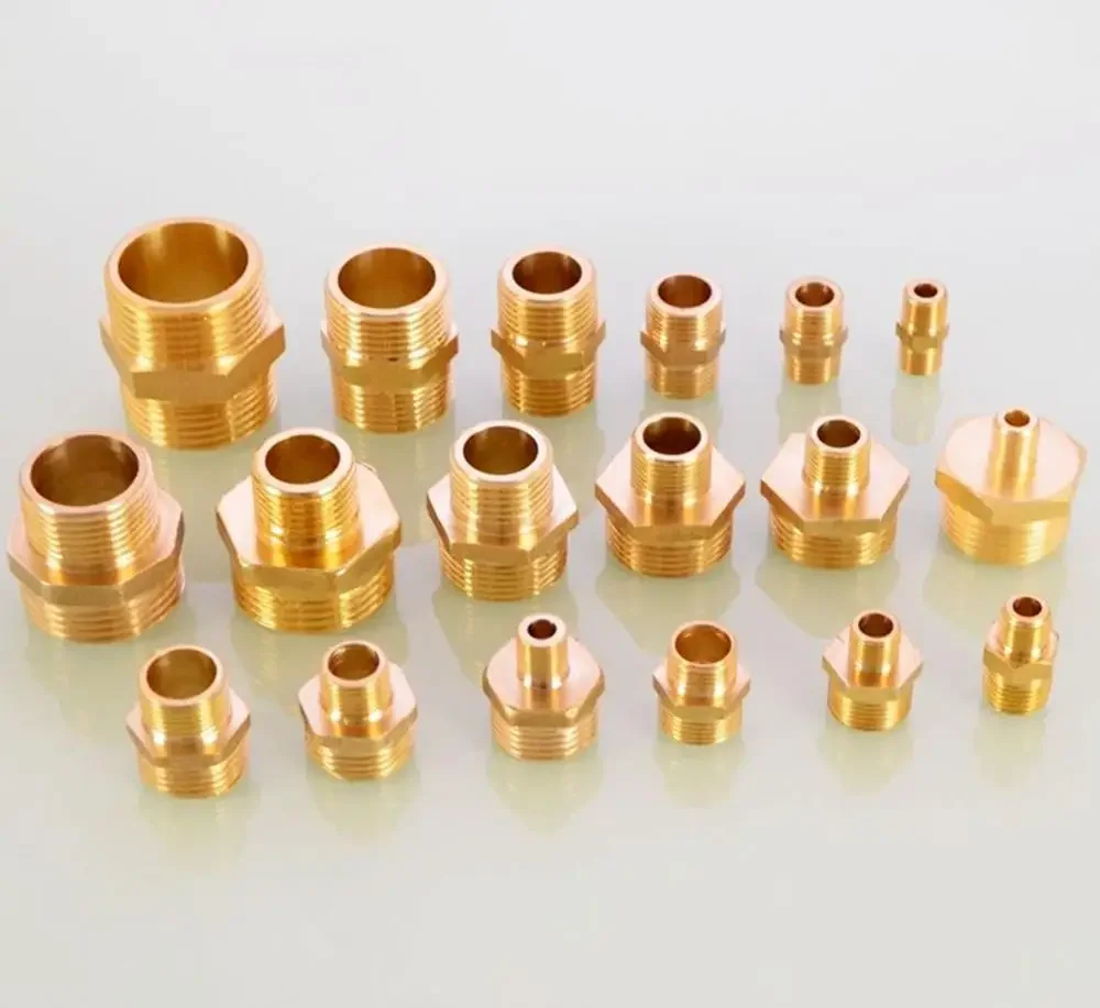 1/8" 1/4" 3/8" 1/2" 3/4" 1" BSP Male Brass Pipe Equal Reducing Hex Nipple Fitting Adapters Connector Water Home Garden