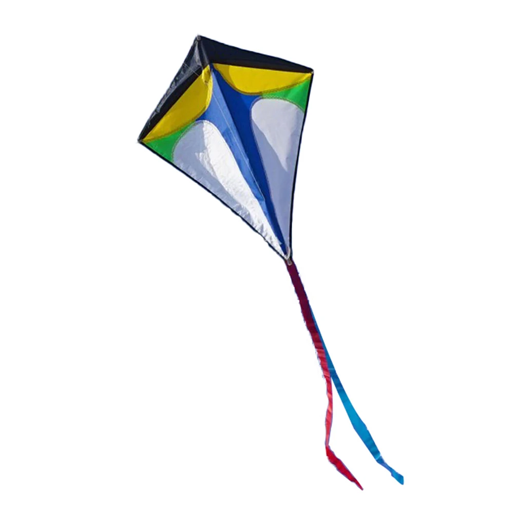 Single Line Kite with Long Tail Diamond Shaped Kite Easy To Fly Colorful Flight Kite Enhance Coordination for Children Kids